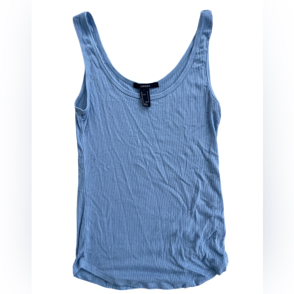 Forever 21 Blue Fitted Ribbed Tank Top